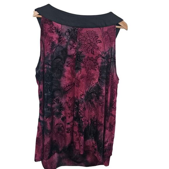 Vintage Y2K Dressbarn Blouse Womens Size 2X Red Velvet Floral Beaded Whimsygoth - Picture 2 of 10